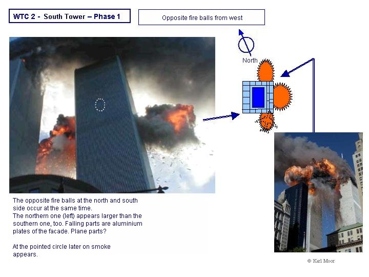 WTC 2 - Phase 1 opposite fireballs from west